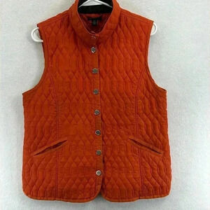 Tommy Hilfiger Women’s Vest Size Large Orange Snap Front